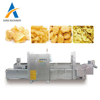 SUS304 braadpanmachine voor Kleine Knapperige Aardappel Chips Meat Continuous Frying Line